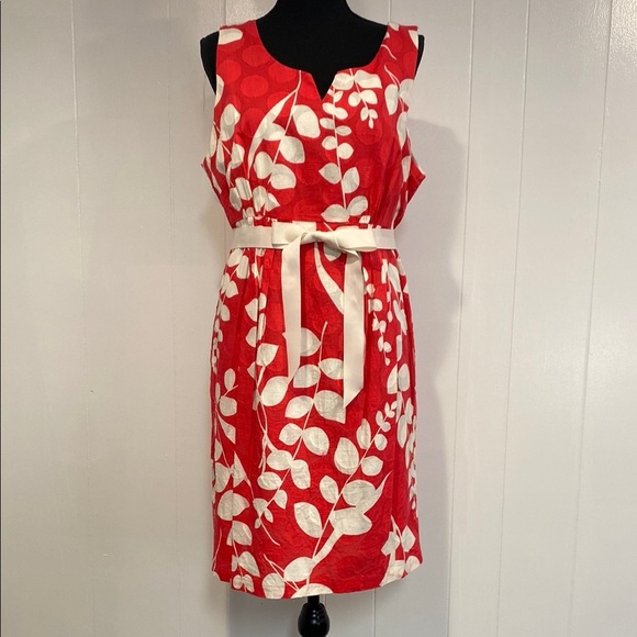 Robbie Bee Dress Midi Sleeveless Floral Grosgrain Ribbon Pink White Size 14 - Picture 1 of 11